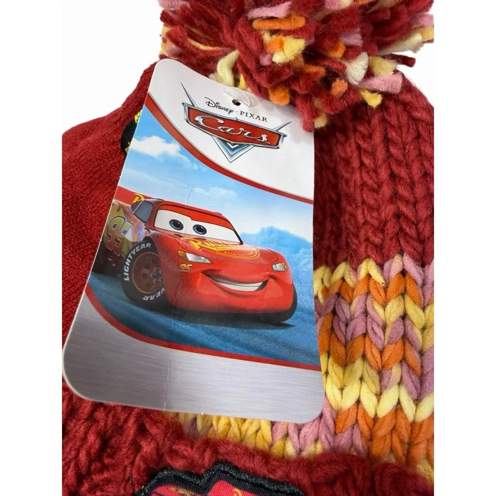 disney cars boys knit winter hat beanie with mittens size 2T - 5T toddler